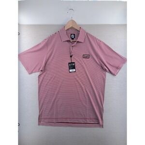 FootJoy Golf Shirt Polo Mens Large Lisle Feeder Self Collar Crimson Red White